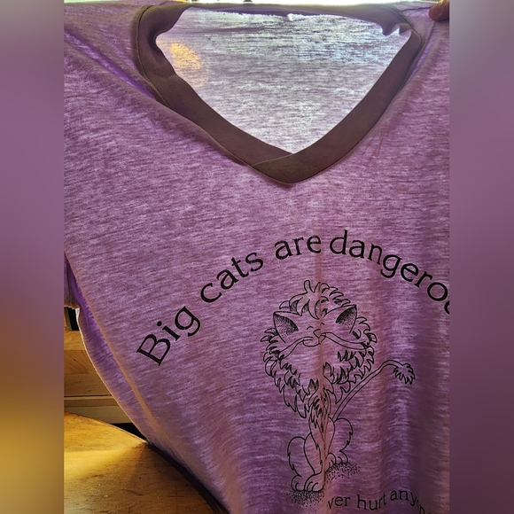 Vintage bodycon purple v-neck funny cat nightgown tunic tshirt soft feel S M - Picture 10 of 14